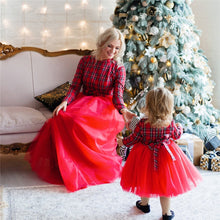 Load image into Gallery viewer, Mommy And Me Christmas Clothes Red Plaid Mother Daughter Dresses Family Matching Outfits Female Dress Kids New Year Family Look
