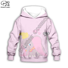 Load image into Gallery viewer, New Cartoon Elephant Kids 3d print Dumbos Hoodies Chlidren pink Sweatshirts  shirts zipper Baby Girl boy kawaii shorts pant set
