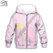 Load image into Gallery viewer, New Cartoon Elephant Kids 3d print Dumbos Hoodies Chlidren pink Sweatshirts  shirts zipper Baby Girl boy kawaii shorts pant set
