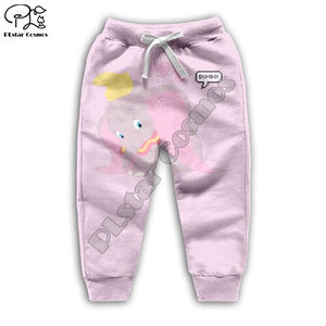 New Cartoon Elephant Kids 3d print Dumbos Hoodies Chlidren pink Sweatshirts  shirts zipper Baby Girl boy kawaii shorts pant set