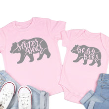 Load image into Gallery viewer, Big Sister baby Sister Shirt Big Sister Bear Little Sister Bear Sibling Shirts Sisters tops kids short sleeve Siblings tees
