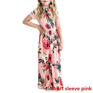 Mother Daughter Dress Long Sleeve Family Matching Outfits Mommy and Me Floral Long Maxi Dresses Family Match Beach Dress D0906