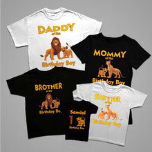 Load image into Gallery viewer, Mom,Dad, Kids Lion King Birthday Matching T-shirts Family Matching Outfits, Customized with Any Name and Age
